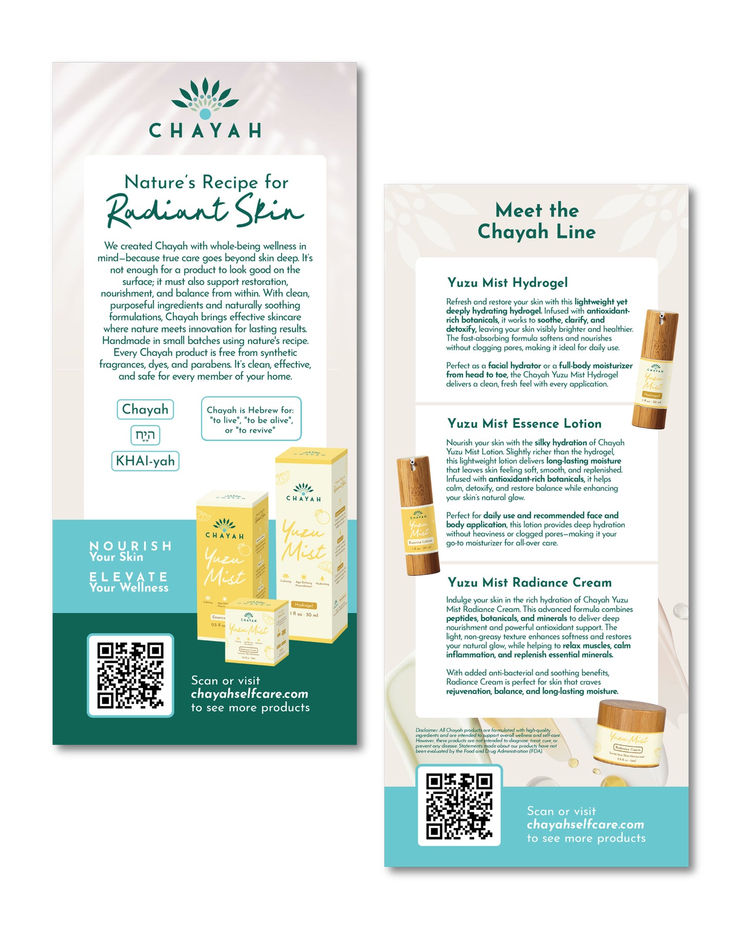 Chayah Skincare Rack Card
