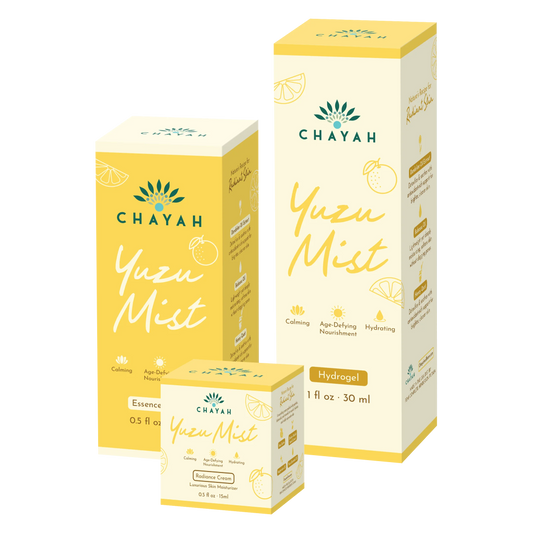 Chayah Yuzu Mist boxes - Radiance Cream, Essence Lotion, and Hydrogel